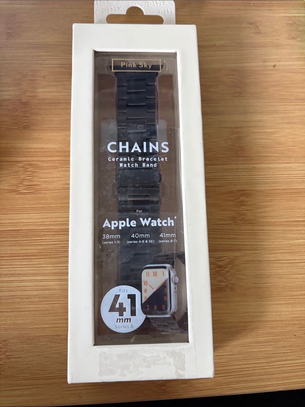Pink Sky Black Ceramic Chain Watch Band for Apple Watch
